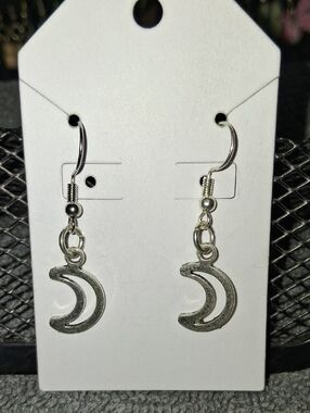 Silver Crescent Moon Dangle Earrings - Women Jewelry